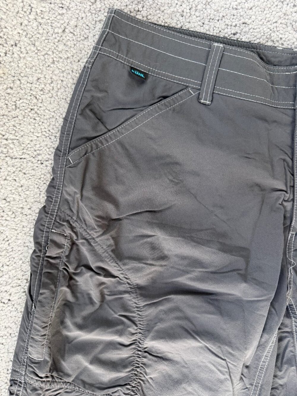 KUHL Renegade Hiking Trail Cargo Shorts Dark Slate Grey Khaki Men's Size 36 -EUC - Picture 3 of 9